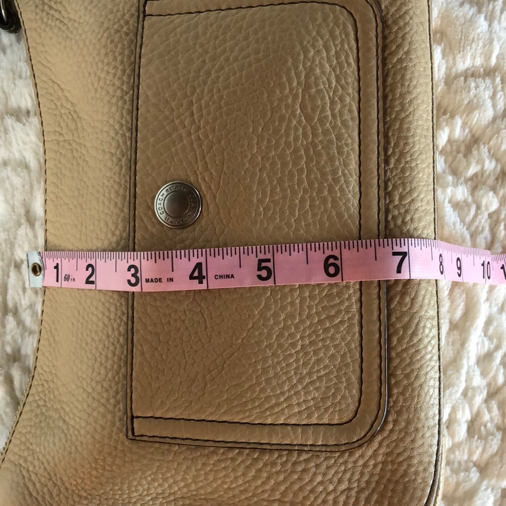 Coach Beige Pebbled Leather Shoulder Bag with Dark Brown Strap - Picture 7 of 8